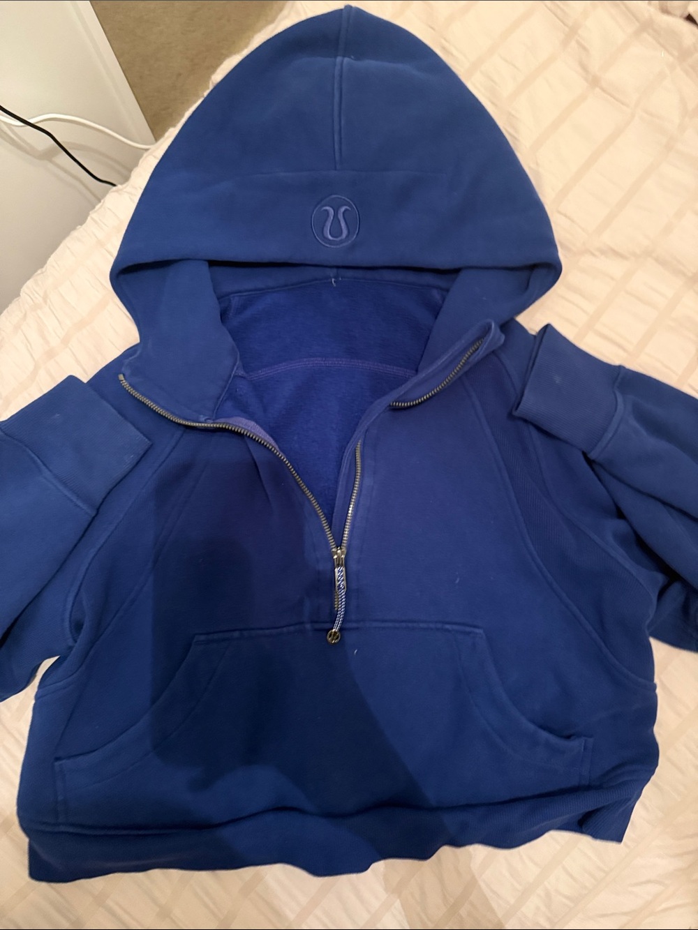 lululemon athletica Men's Royal Blue Half-Zip Hooded Sweater